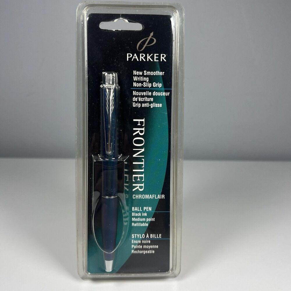 Parker Frontier Chromaflair Medium Ball Point Pen with Black Ink NOS 2001